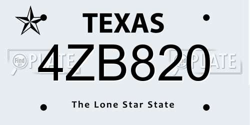 4ZB820 Texas License Plate