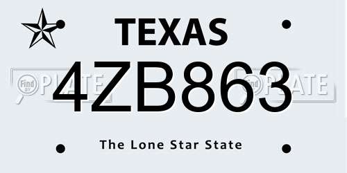 4ZB863 Texas License Plate
