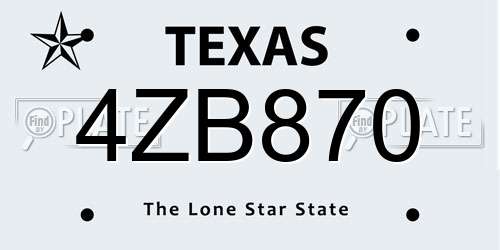 4ZB870 Texas License Plate