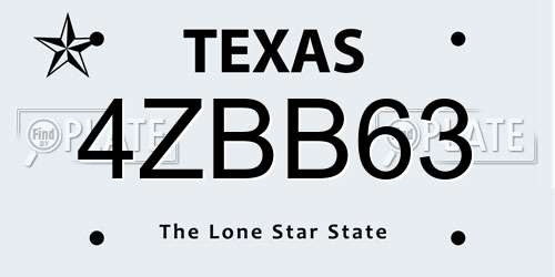 4ZBB63 Texas License Plate