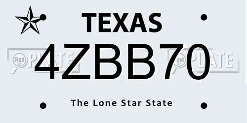 4ZBB70 Texas License Plate