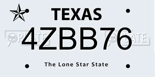 4ZBB76 Texas License Plate