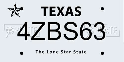 4ZBS63 Texas License Plate