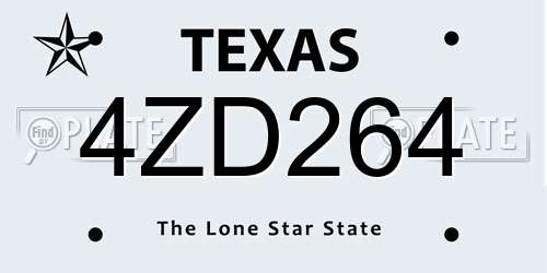 4ZD264 Texas License Plate