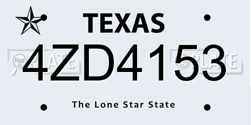 4ZD4153 Texas License Plate