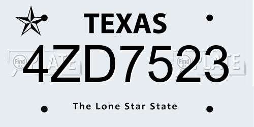 4ZD7523 Texas License Plate
