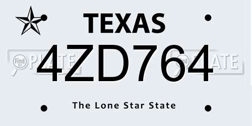 4ZD764 Texas License Plate