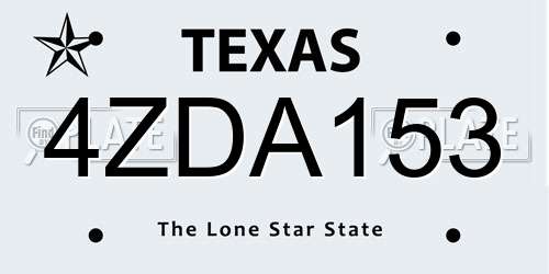 4ZDA153 Texas License Plate