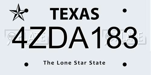 4ZDA183 Texas License Plate