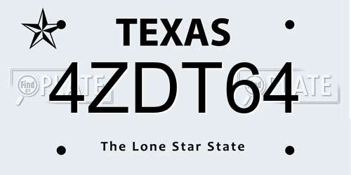 4ZDT64 Texas License Plate