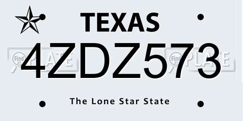 4ZDZ573 Texas License Plate