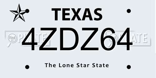 4ZDZ64 Texas License Plate