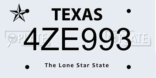4ZE993 Texas License Plate