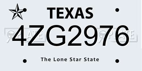 4ZG2976 Texas License Plate