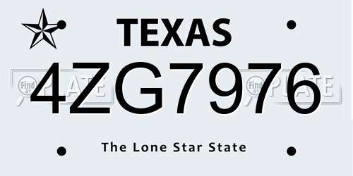 4ZG7976 Texas License Plate