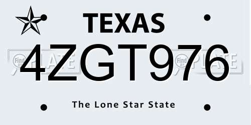 4ZGT976 Texas License Plate