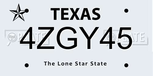 4ZGY45 Texas License Plate