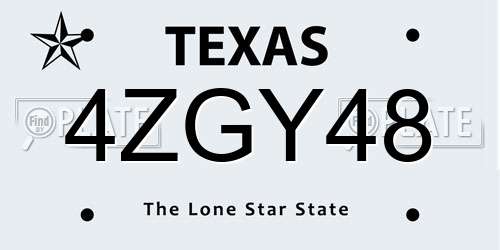 4ZGY48 Texas License Plate