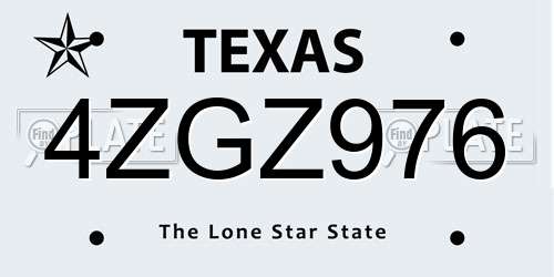 4ZGZ976 Texas License Plate