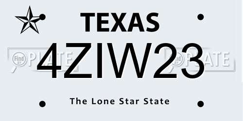 4ZIW23 Texas License Plate