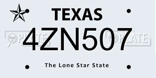 4ZN507 Texas License Plate