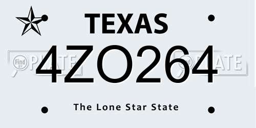 4ZO264 Texas License Plate
