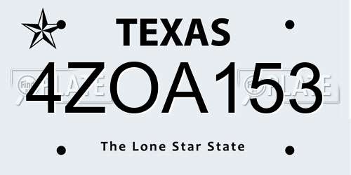 4ZOA153 Texas License Plate