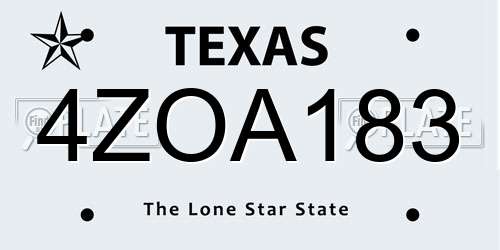 4ZOA183 Texas License Plate