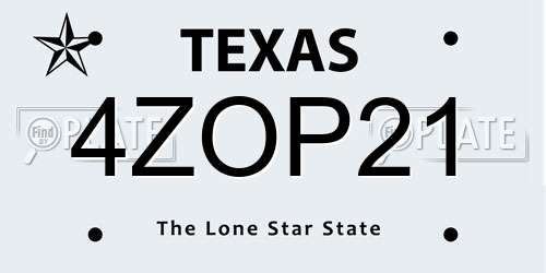4ZOP21 Texas License Plate