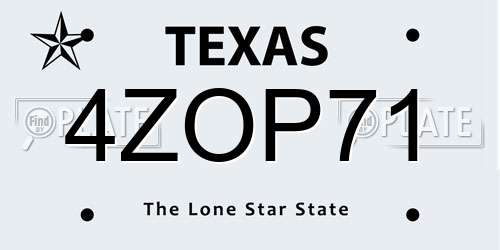 4ZOP71 Texas License Plate