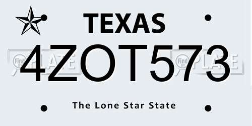 4ZOT573 Texas License Plate