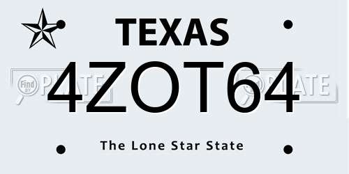 4ZOT64 Texas License Plate
