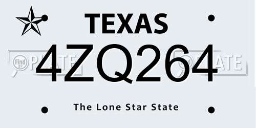 4ZQ264 Texas License Plate