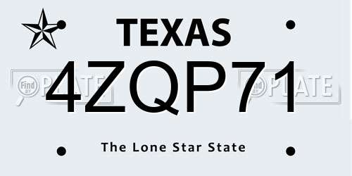 4ZQP71 Texas License Plate