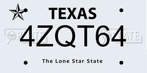 4ZQT64 Texas License Plate