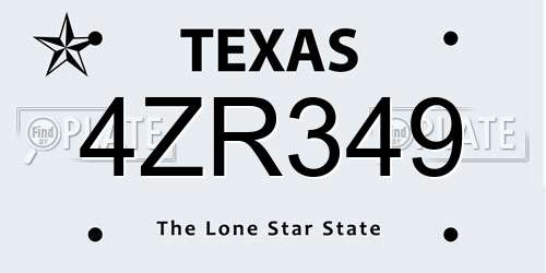 4ZR349 Texas License Plate