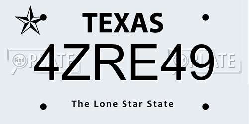 4ZRE49 Texas License Plate