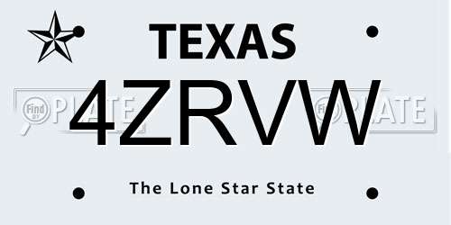 4ZRVW Texas License Plate