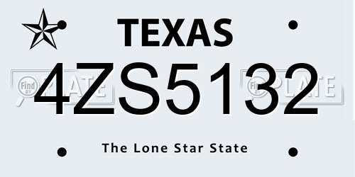 4ZS5132 Texas License Plate