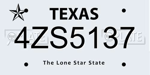 4ZS5137 Texas License Plate