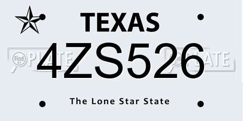 4ZS526 Texas License Plate