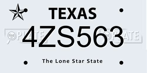 4ZS563 Texas License Plate