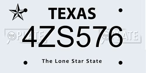 4ZS576 Texas License Plate