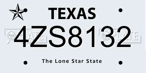 4ZS8132 Texas License Plate