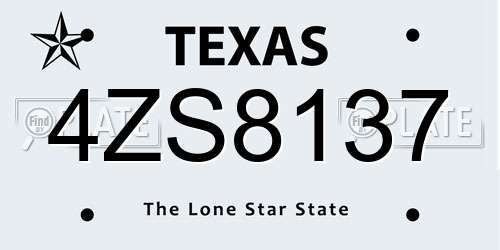 4ZS8137 Texas License Plate