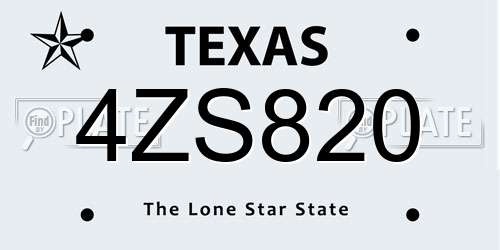 4ZS820 Texas License Plate