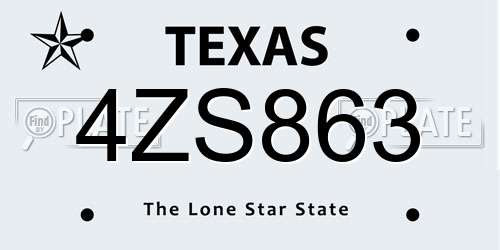 4ZS863 Texas License Plate