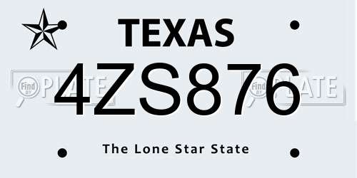4ZS876 Texas License Plate