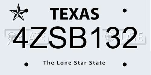 4ZSB132 Texas License Plate