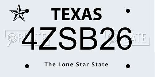 4ZSB26 Texas License Plate
